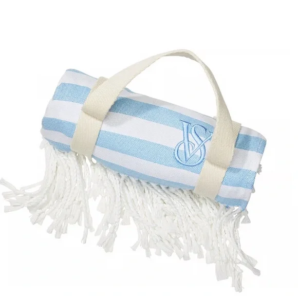 Victoria's Secret Blue and White Striped Beach Towel - Picture 1 of 4